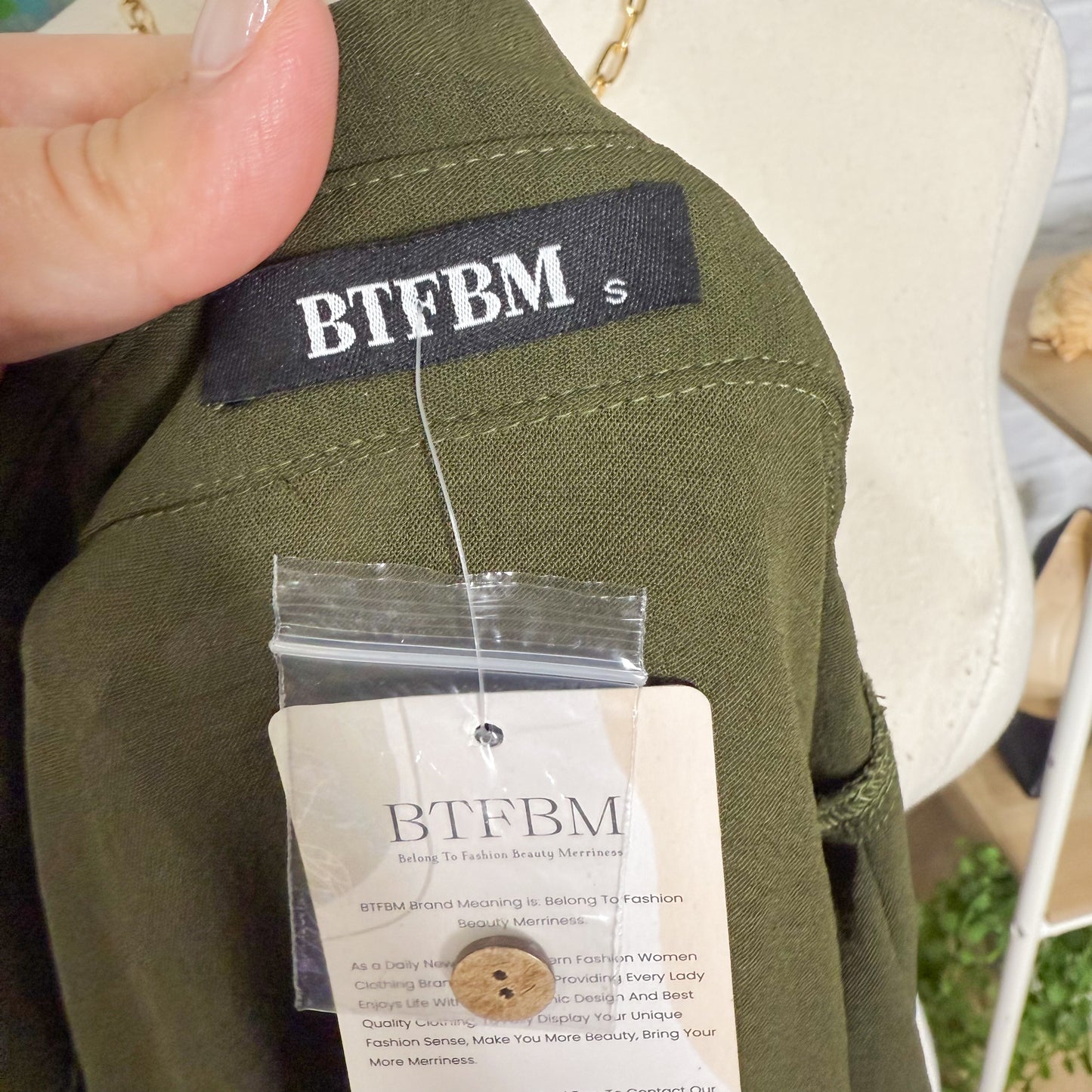 BTFBM Oversized Long Sleeve Green Shirt Dress (S)