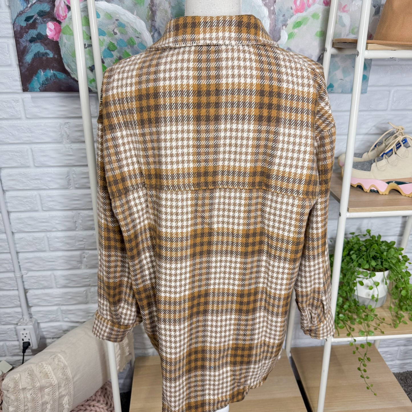 Zaful New Brown Plaid Shacket (S)