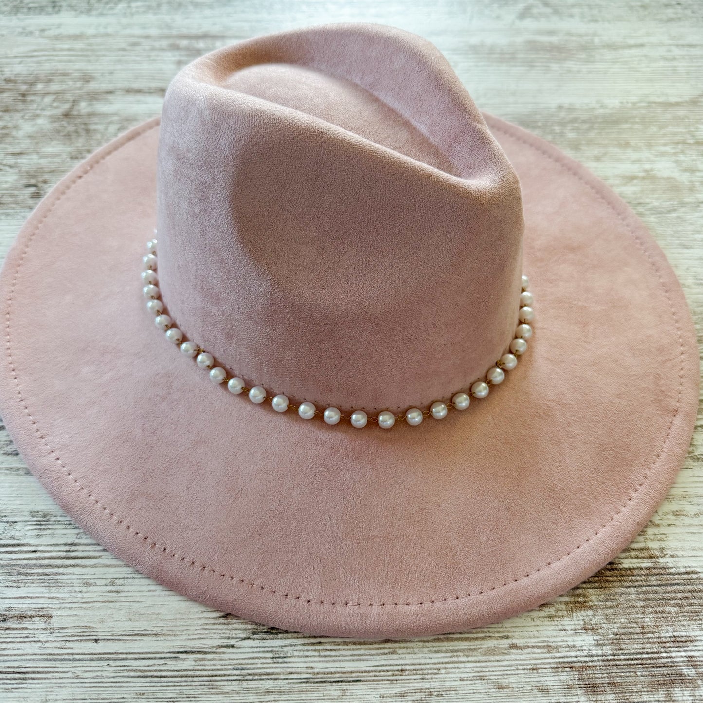 Fluffy Sense Wide Brim Pink Pearl Western Fedora Hat