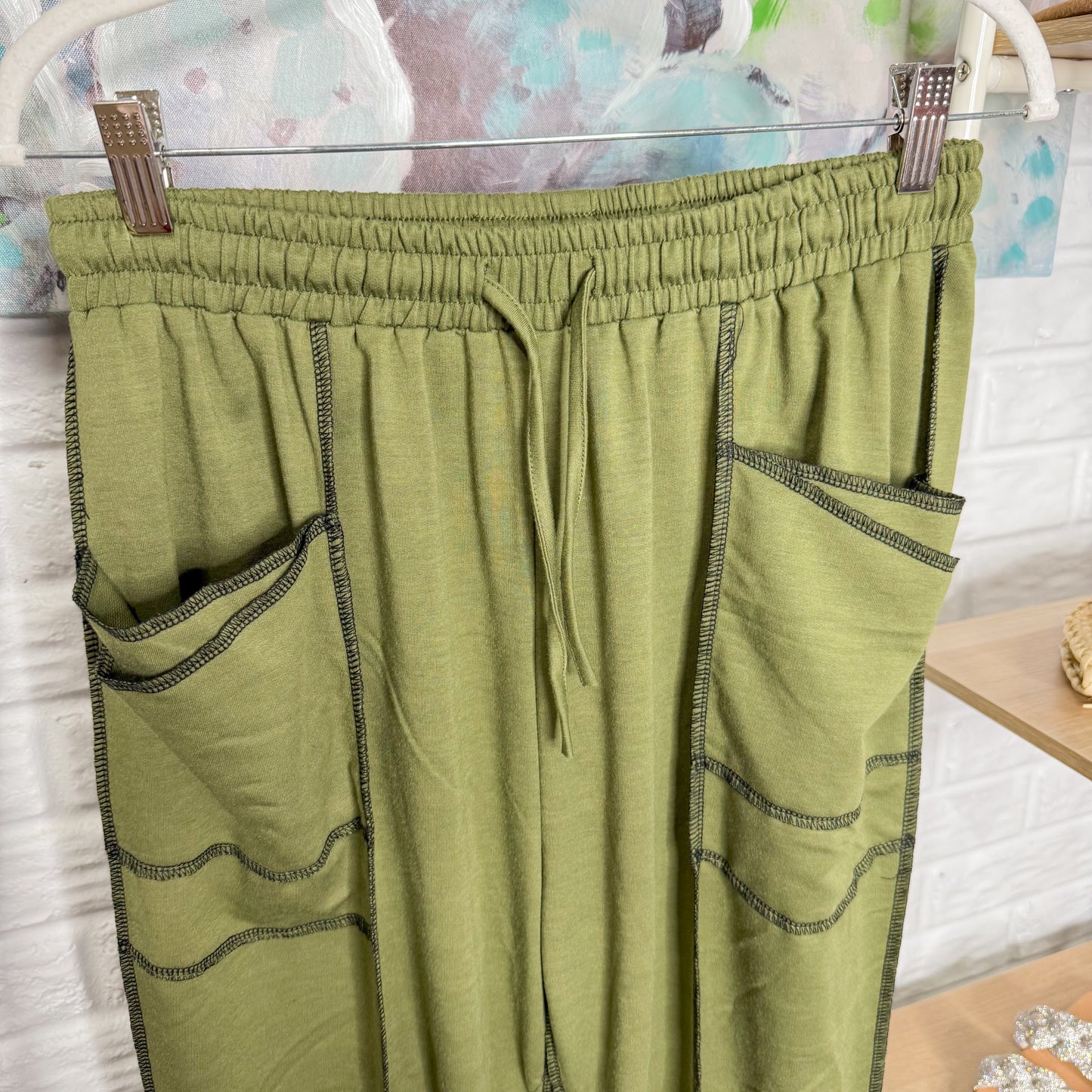Green Barrel Wide Leg Pants (M)