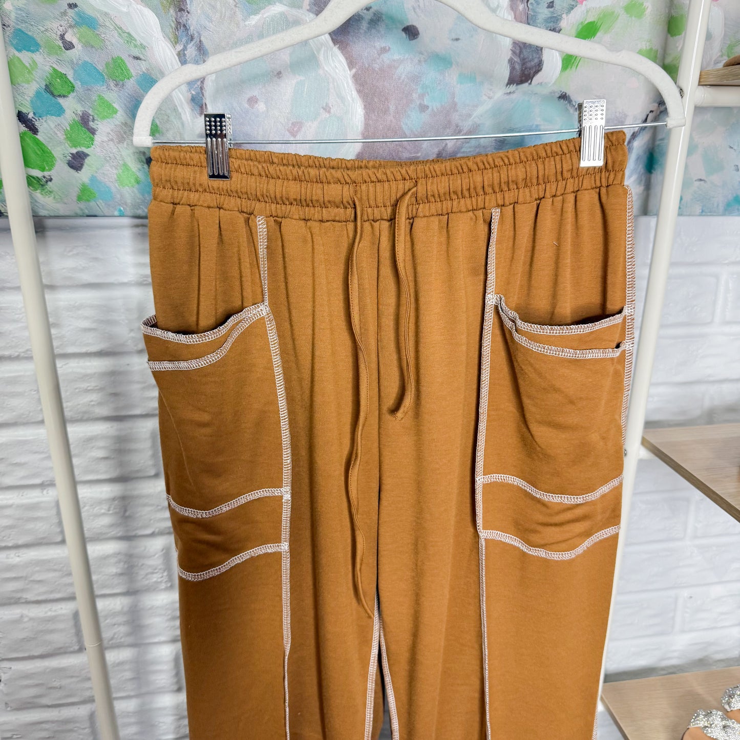 Brown Barrel Wide Leg Pants (M)