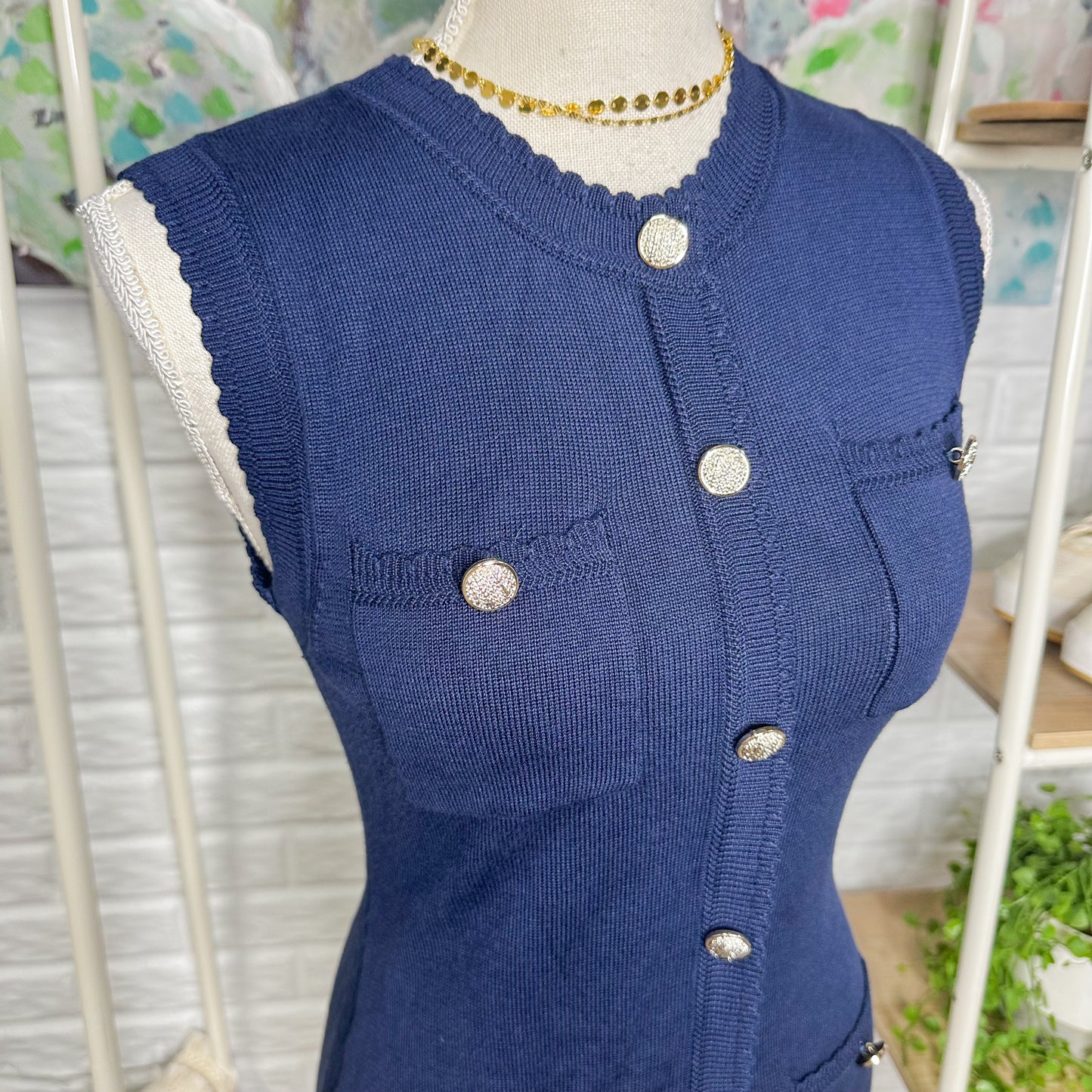 Cupshe New Navy Knit Mini Dress (M)