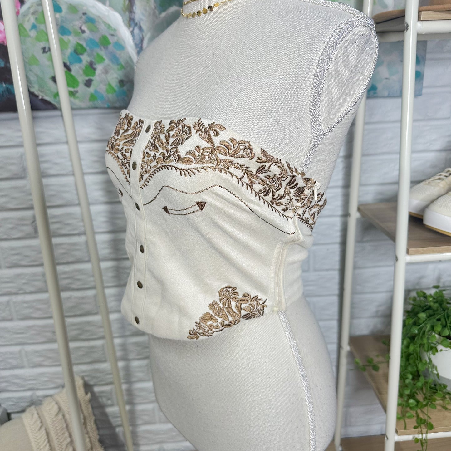 Lilyful Suede Embroidered Tube Top (M)