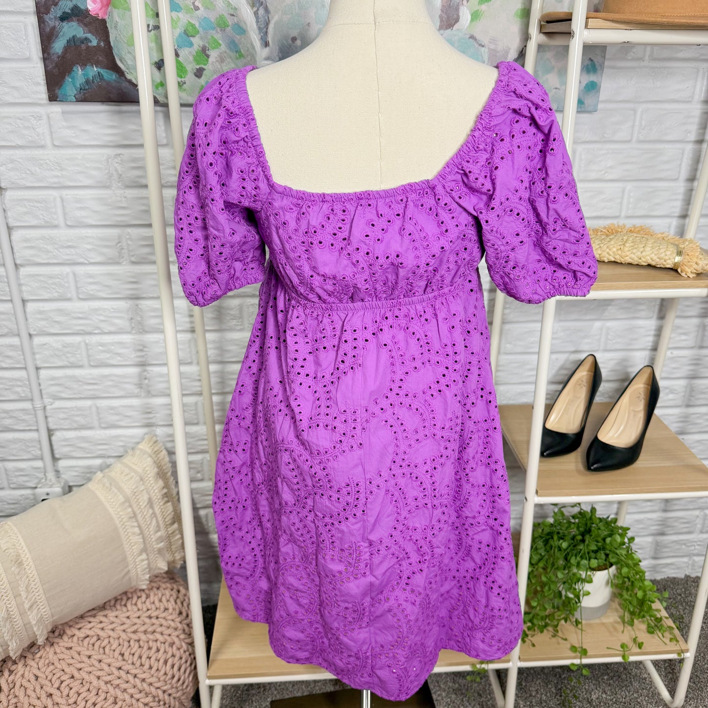 Time & Tru Purple Eyelet Dress (XS)
