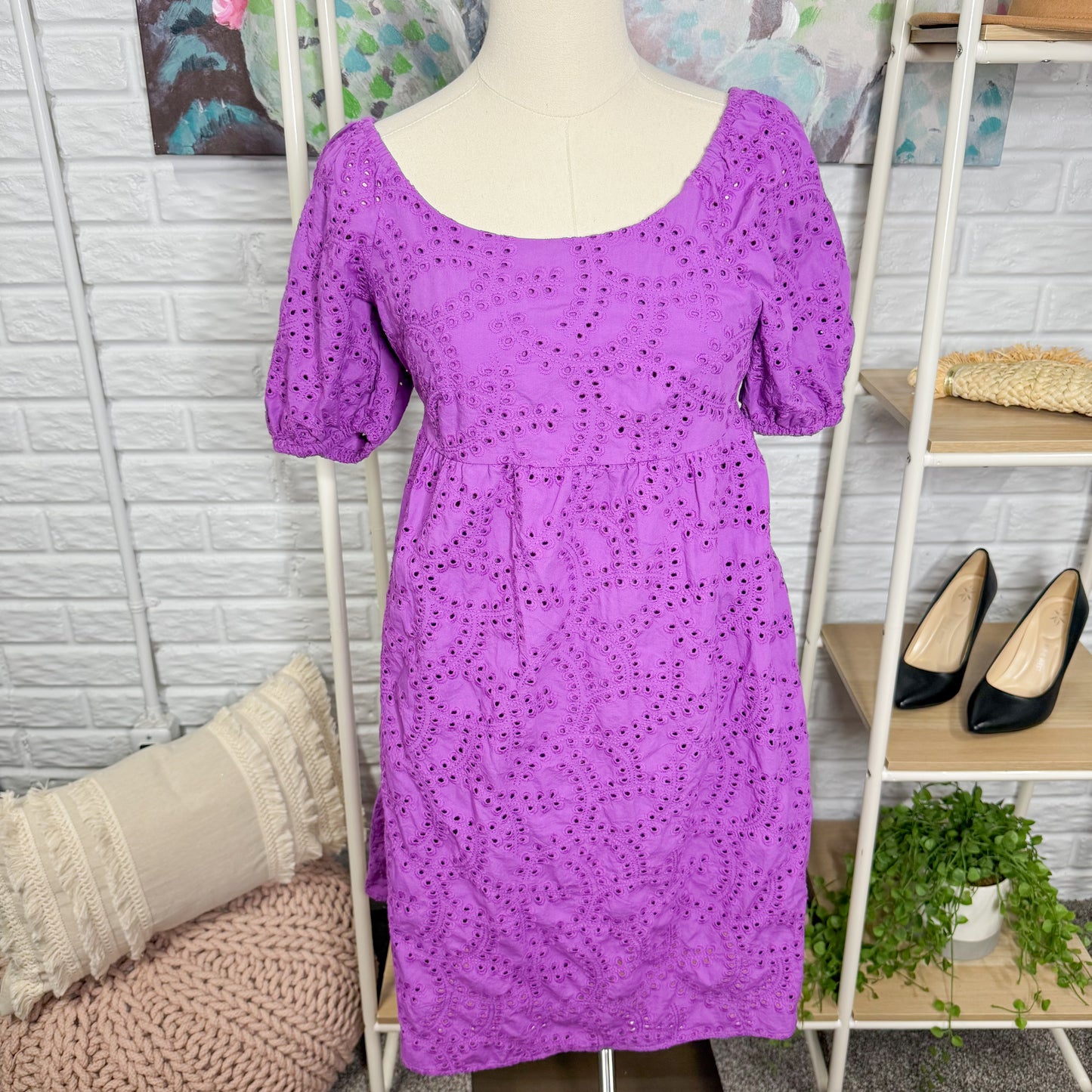 Time & Tru Purple Eyelet Dress (XS)