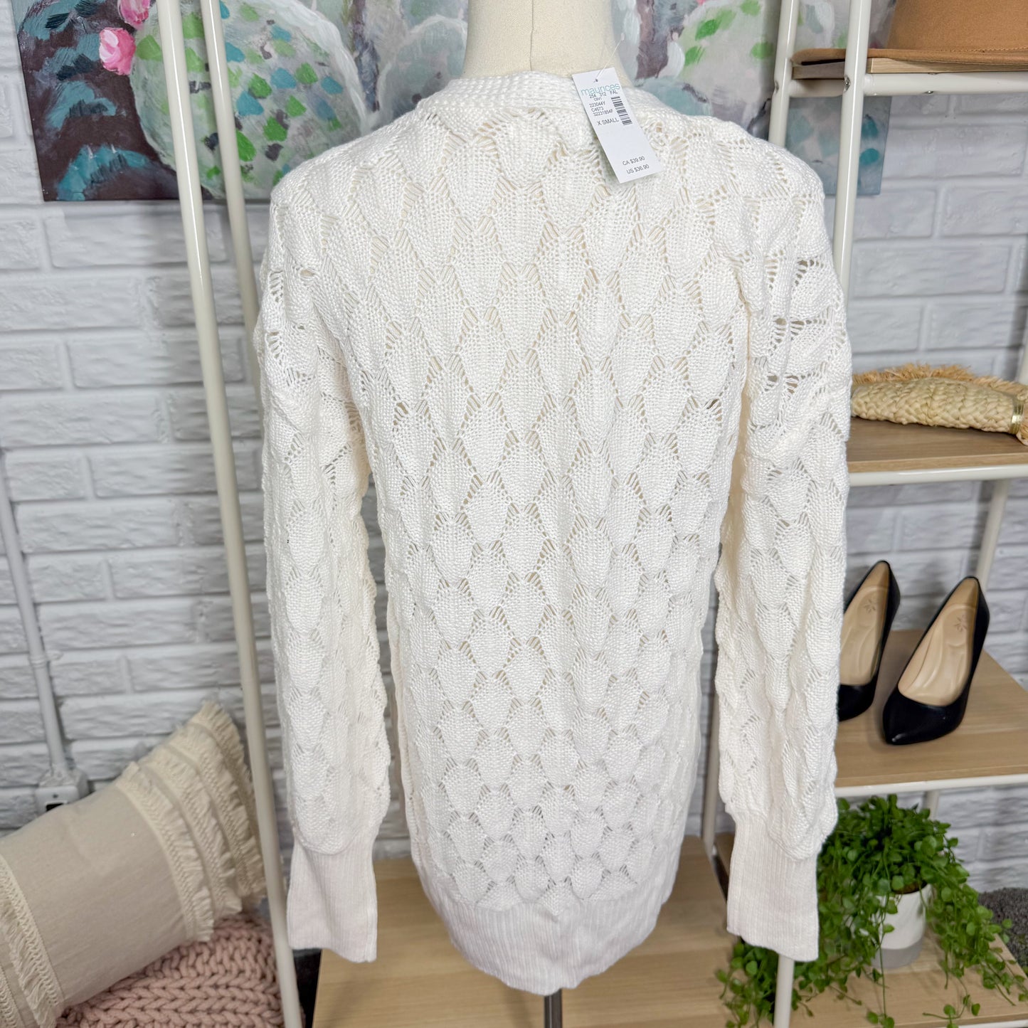 Maurices Pointelle Open Stitch Duster Cardigan (XS)