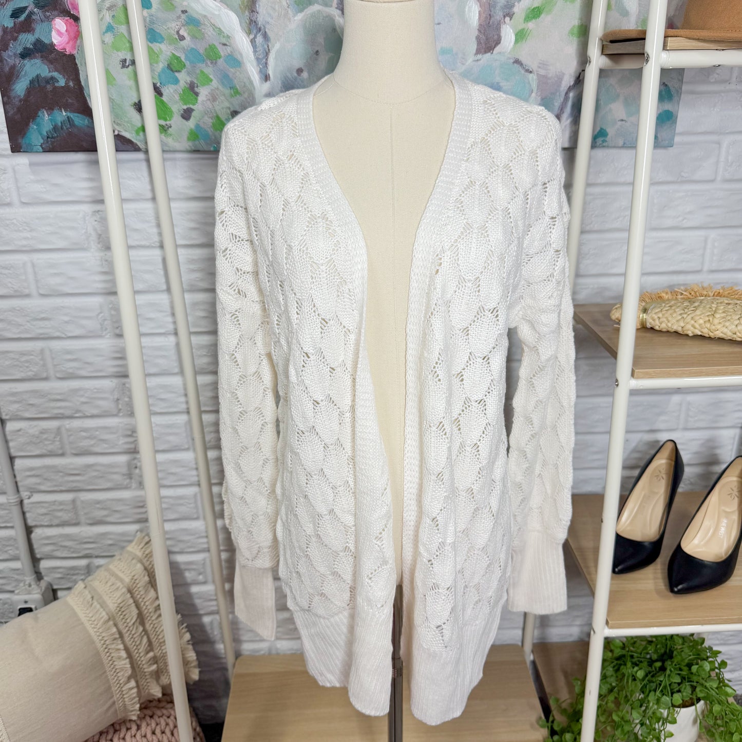 Maurices Pointelle Open Stitch Duster Cardigan (XS)