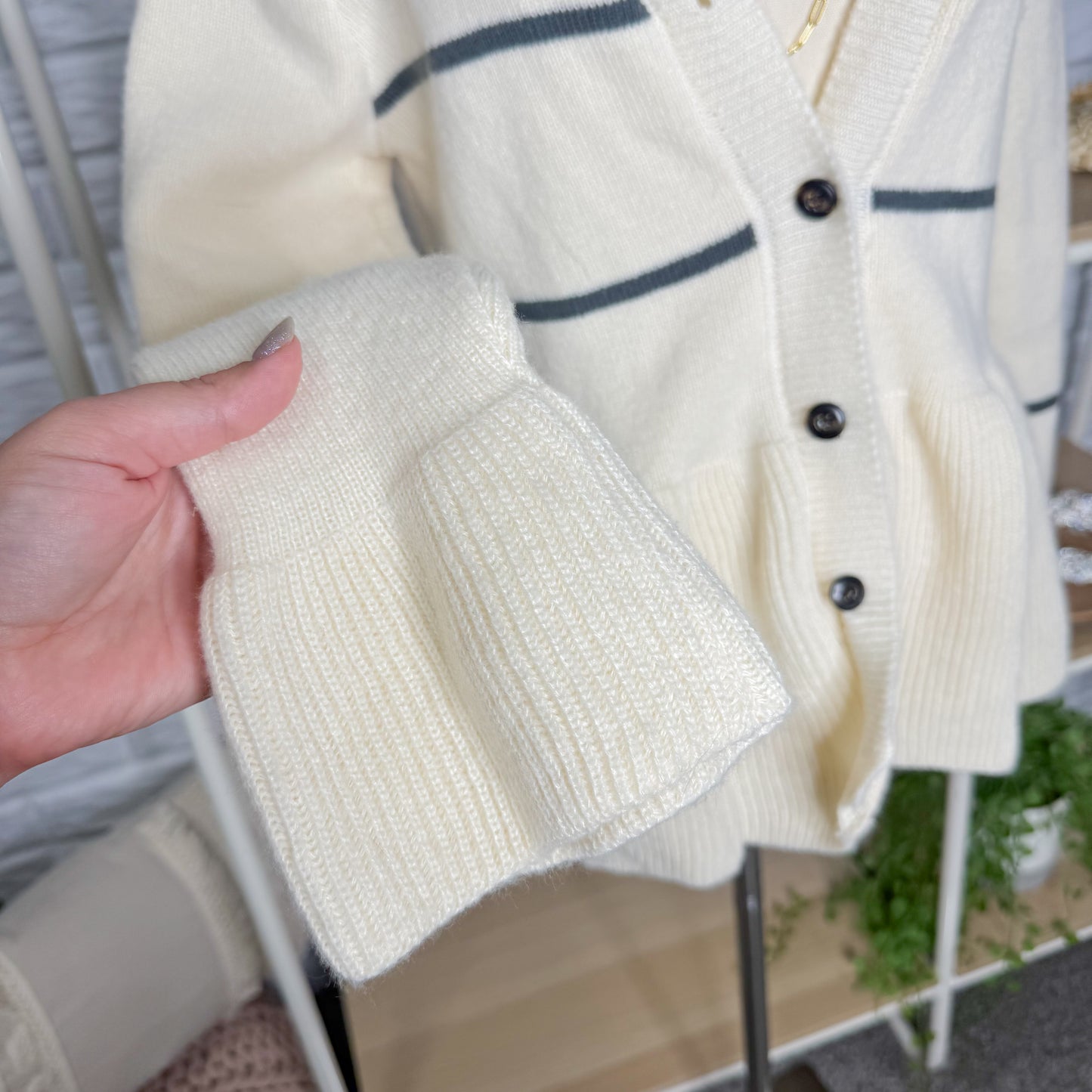 Mingzhu Striped Peplum Sweater (S)