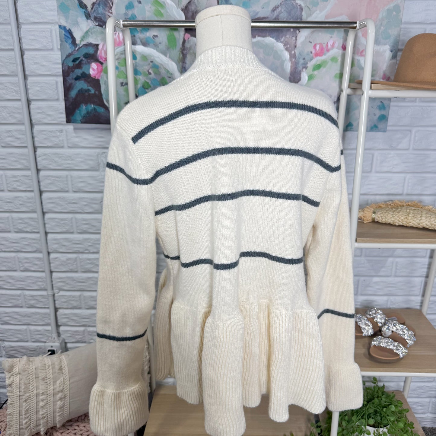 Mingzhu Striped Peplum Sweater (S)