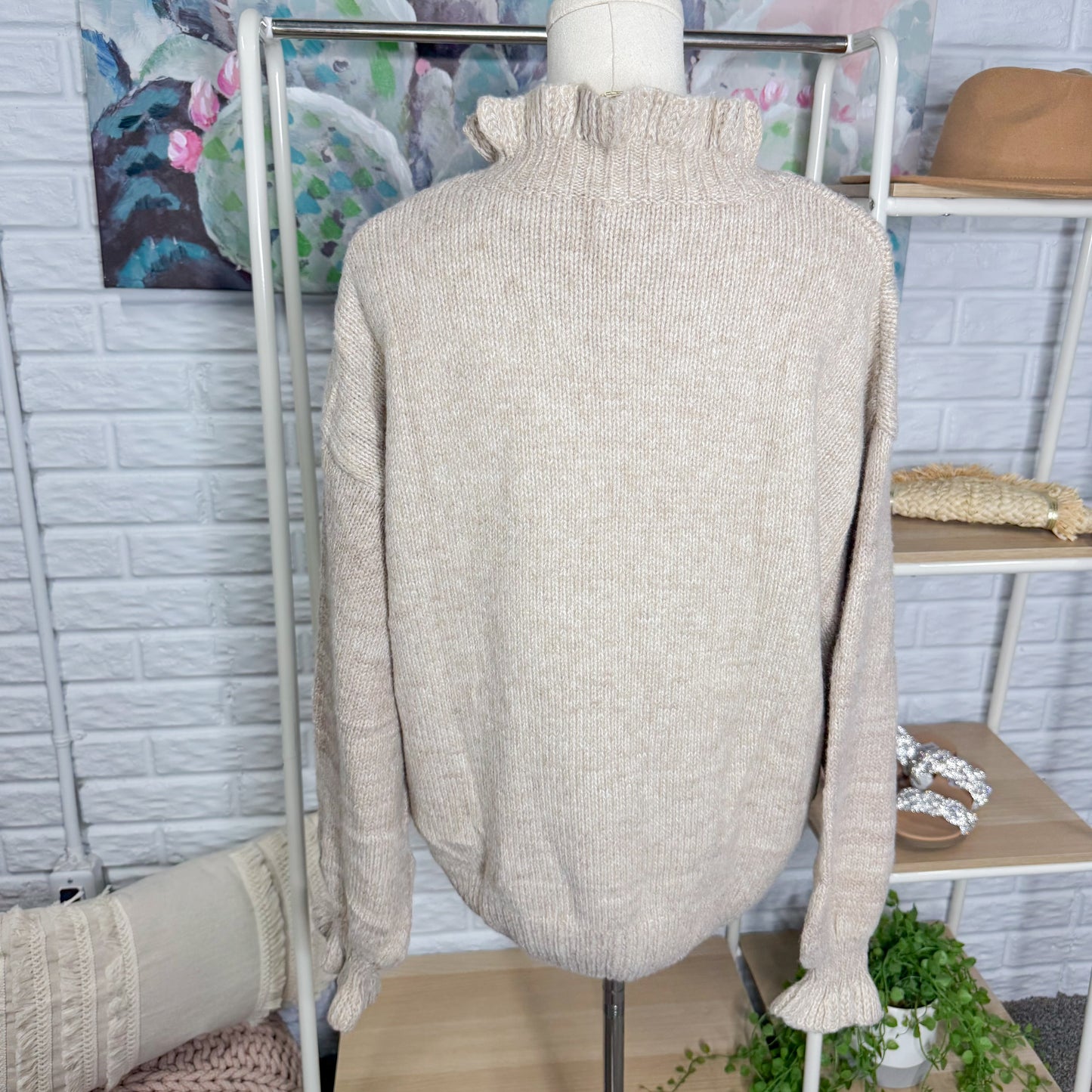 Simplee New Oversized Ruffle Sweater (S)