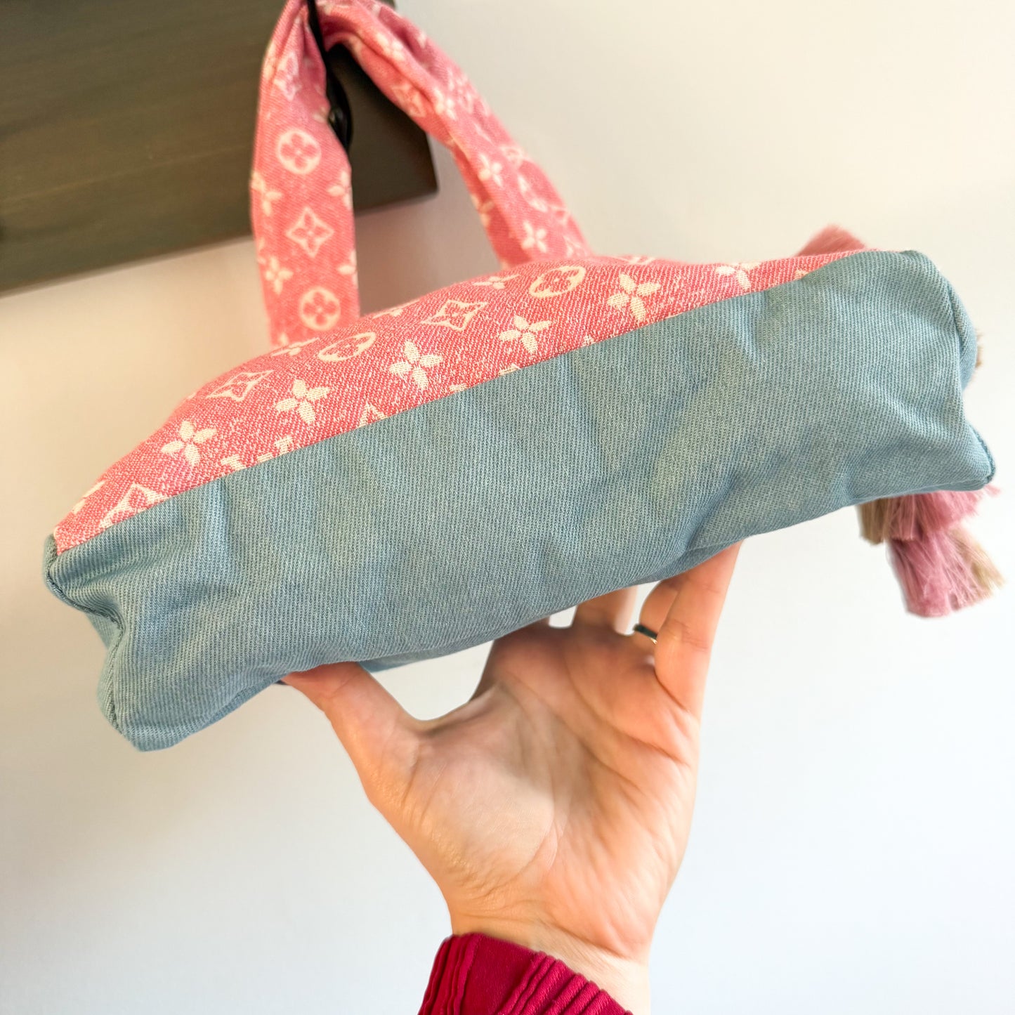 Miami Buy the Bag Louis Vuitton Pink Denim Repurposed Tote Bag Small