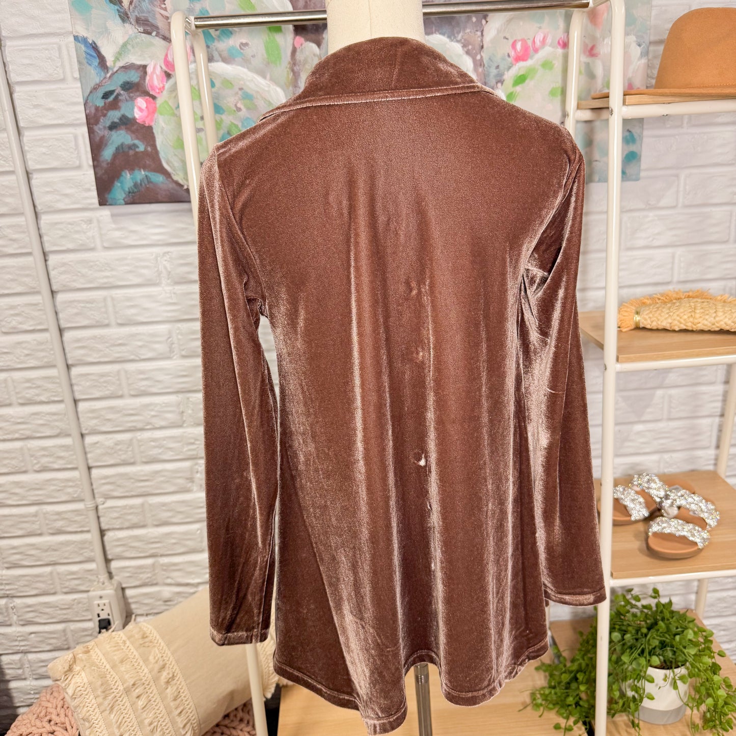 Soft Surroundings New Danielle Velvet Button Long Sleeve Tunic (XS)