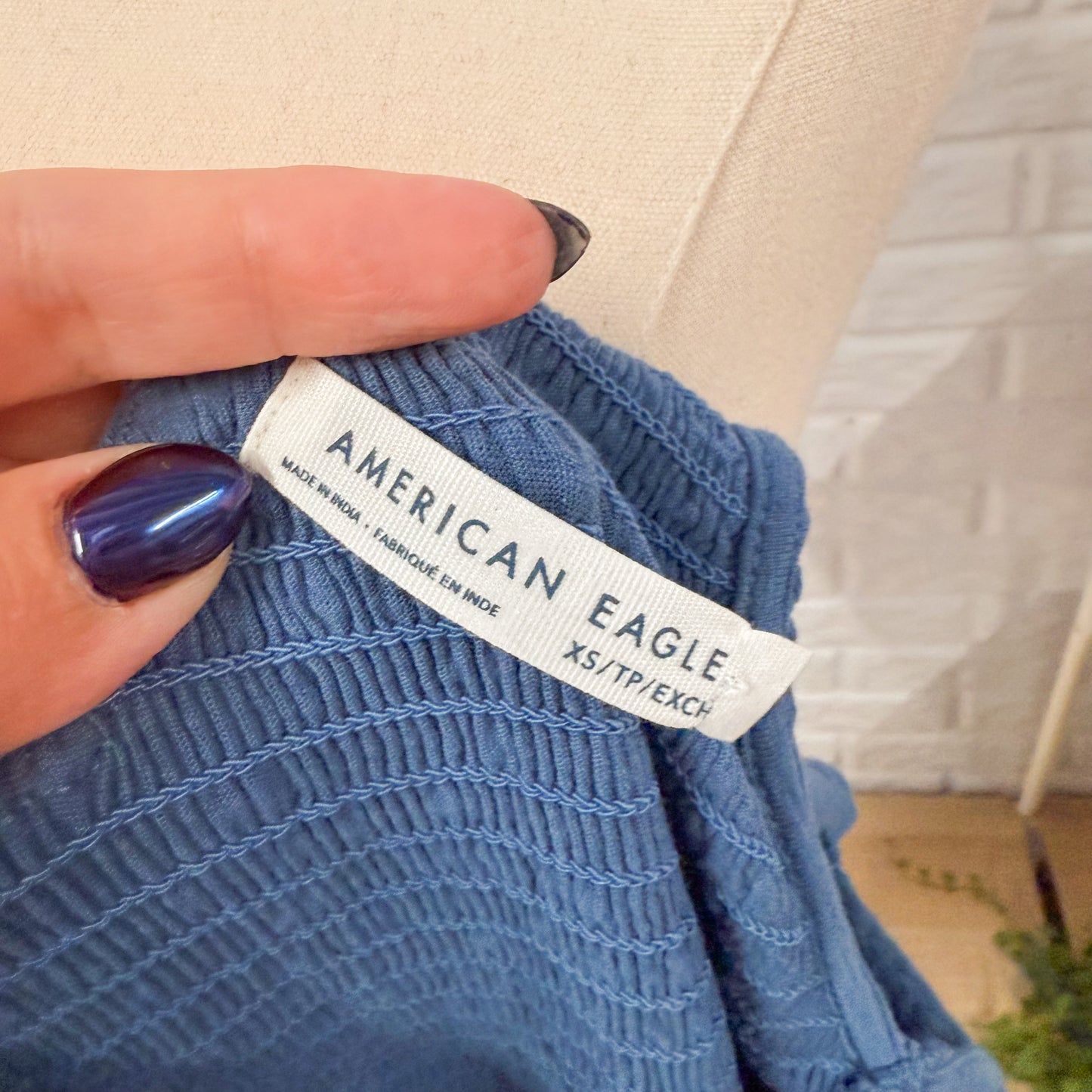 American Eagle Blue Ruffle Midi Dress (XS)