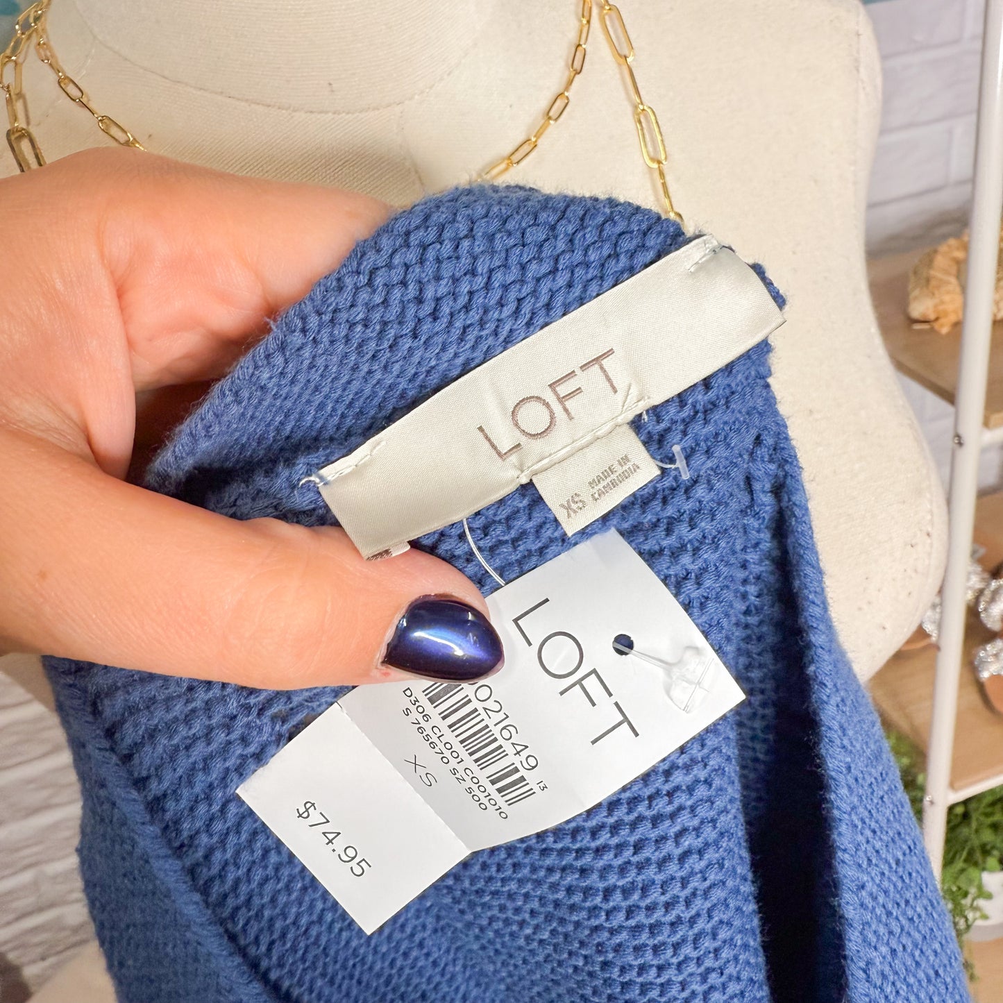 LOFT New Blue Short Sleeve Button Sweater (XS)