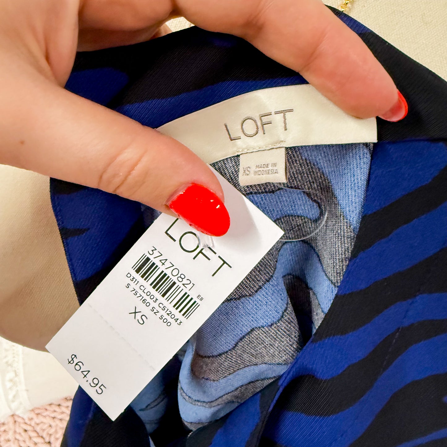 LOFT New Zebra Print Clean Short Sleeve Pocket Top (XS)