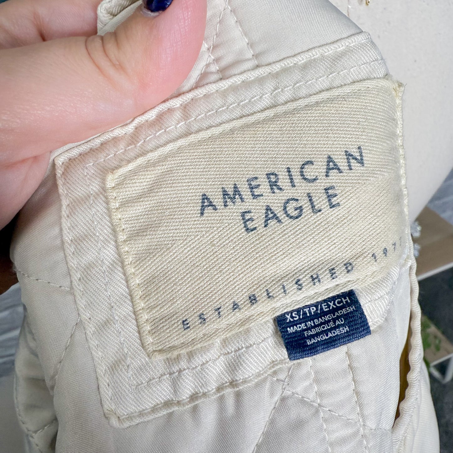 American Eagle Cream Quilted Jacket (XS)