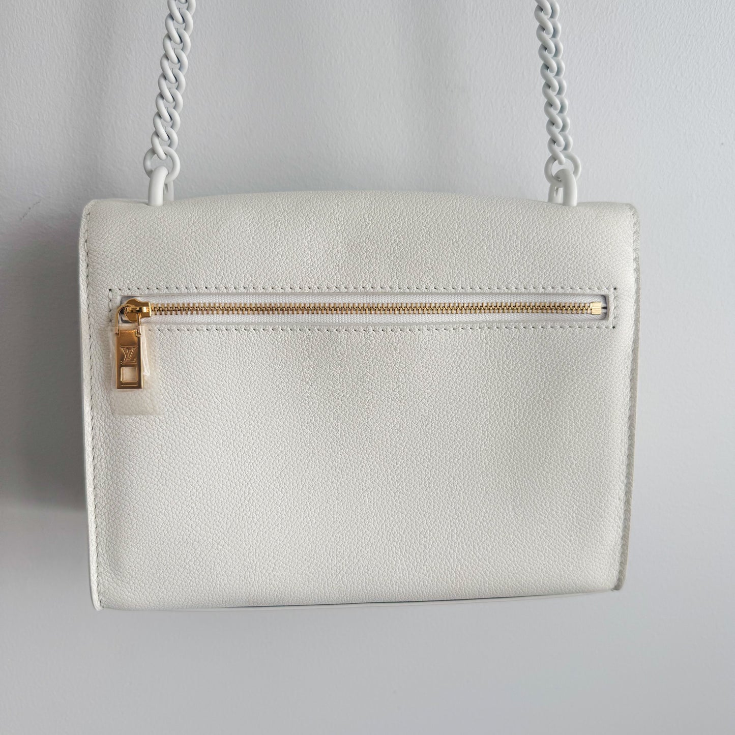 Louis Vuitton Soft Calfskin Mylockme Chain Crossbody Bag BB White