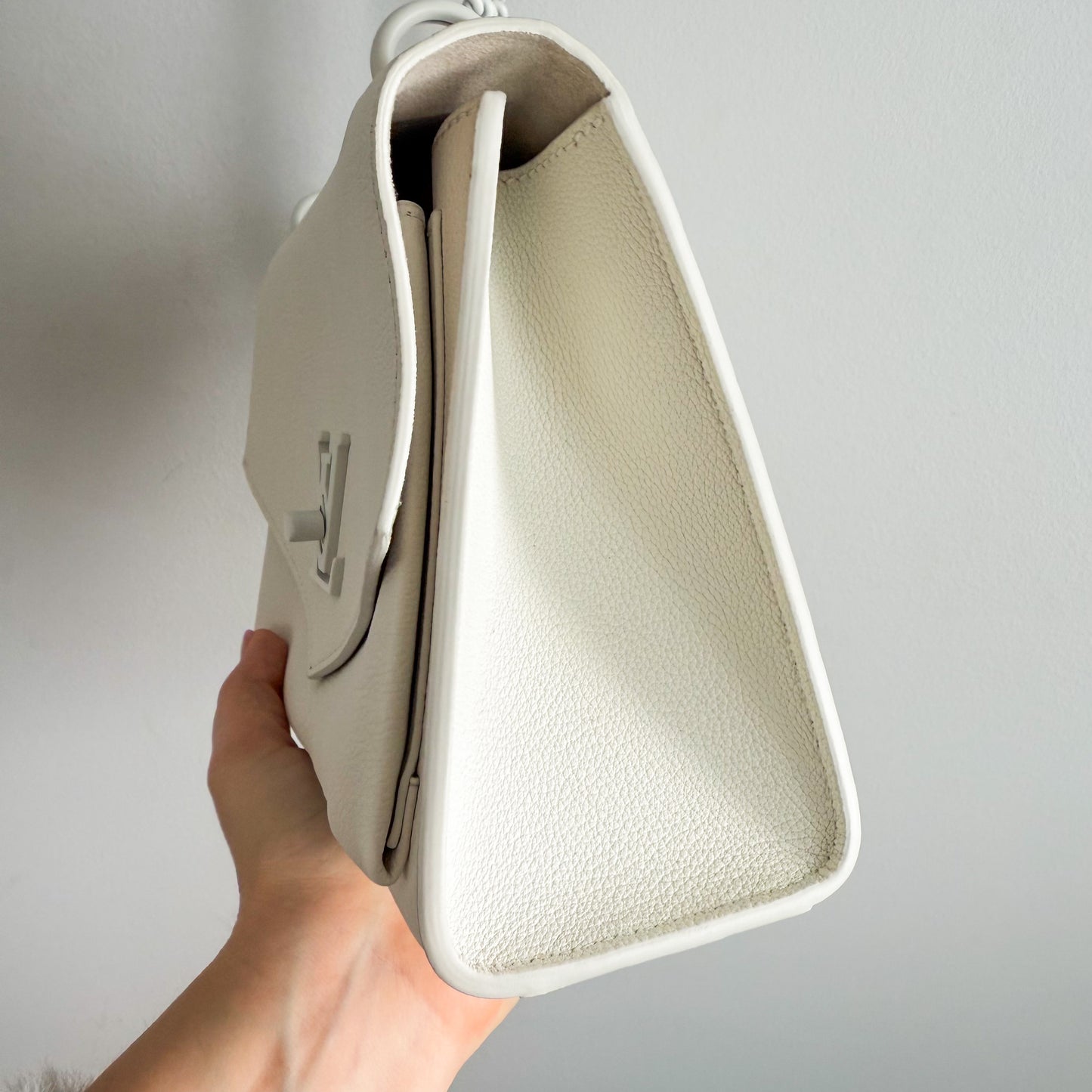 Louis Vuitton Soft Calfskin Mylockme Chain Crossbody Bag BB White