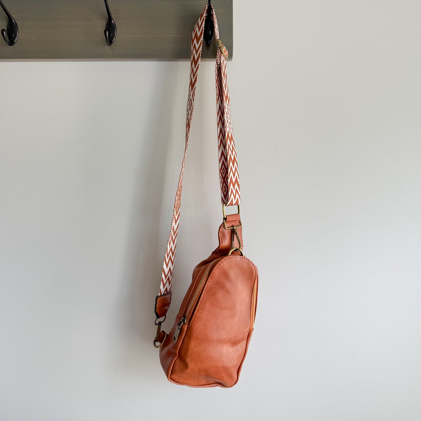 Brown Faux Leather Sling Bag