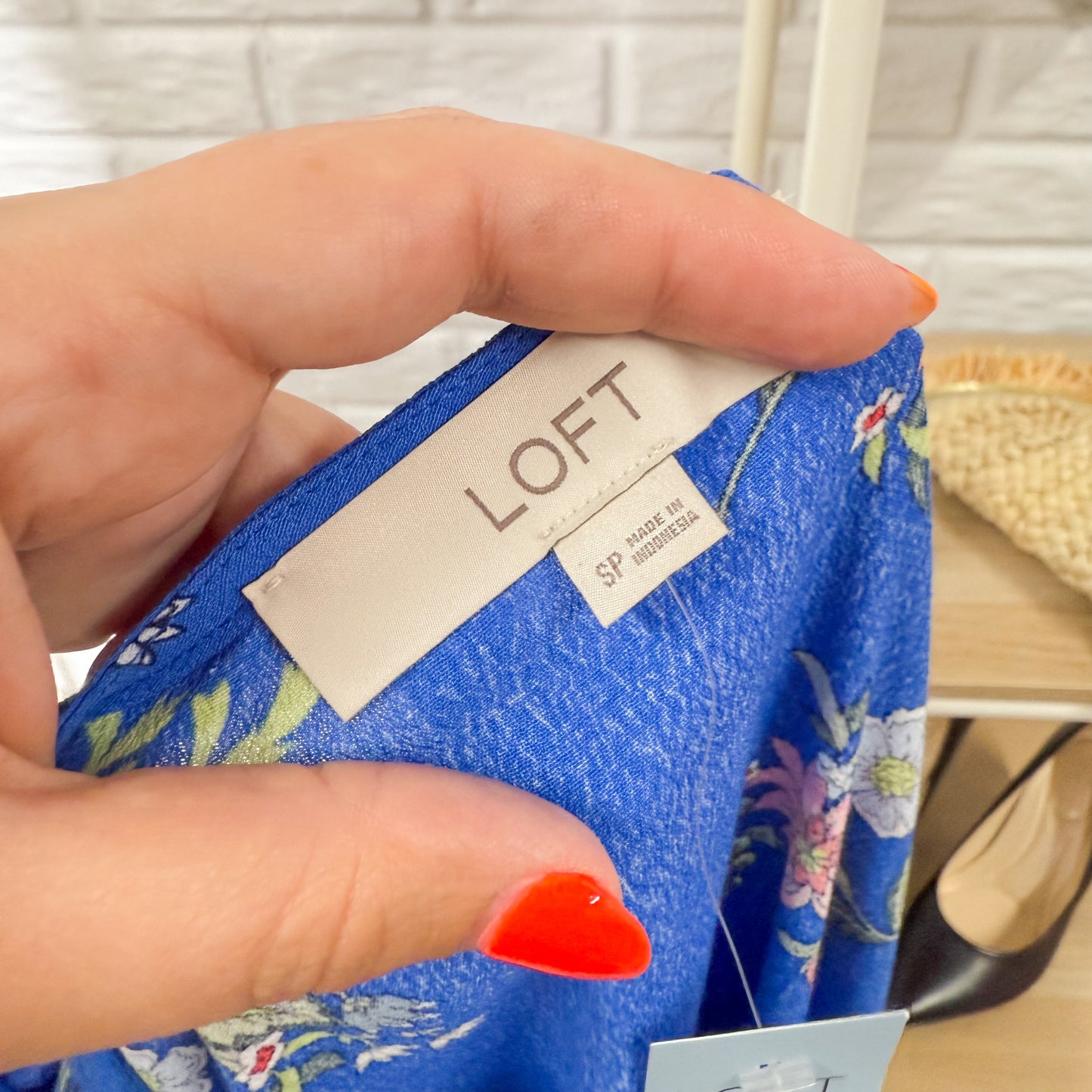 LOFT New Flora Blue V Neck Blouse (SP)