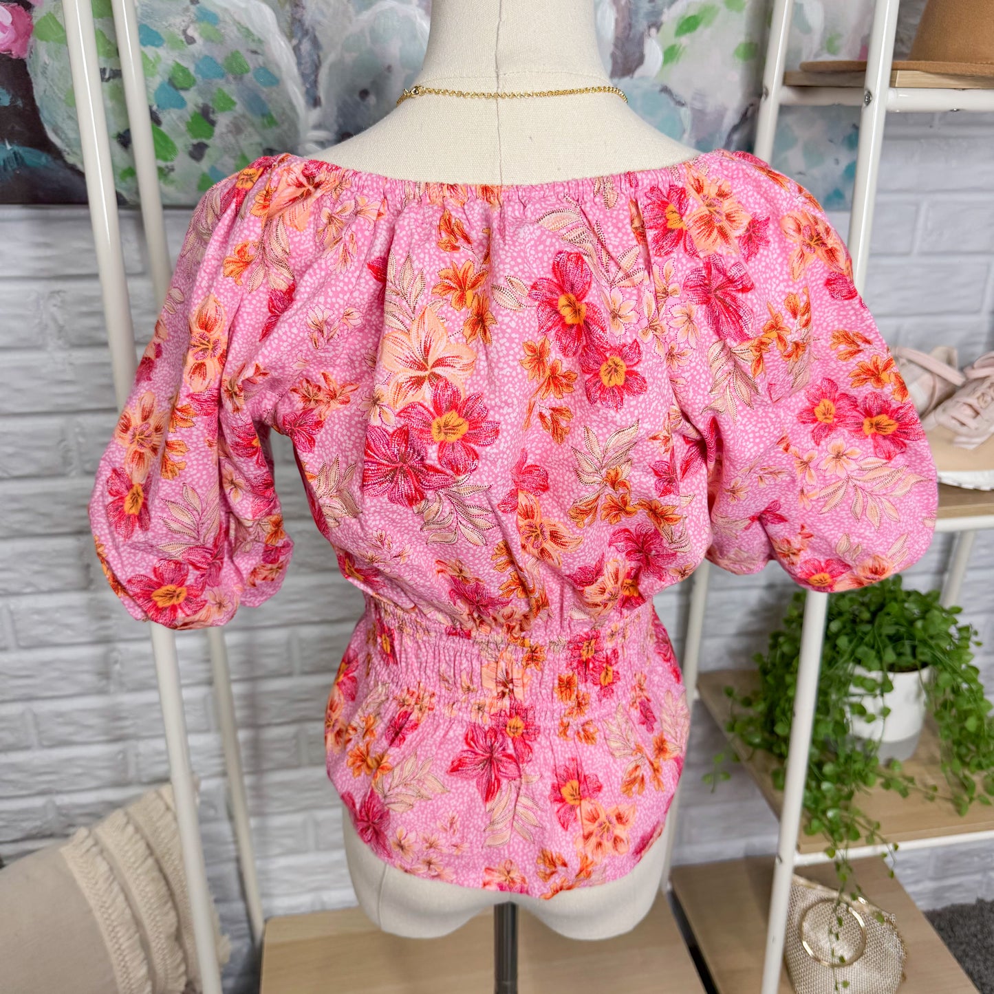 LOFT New Lily Gathered Waist V Neck Blouse (XSP)
