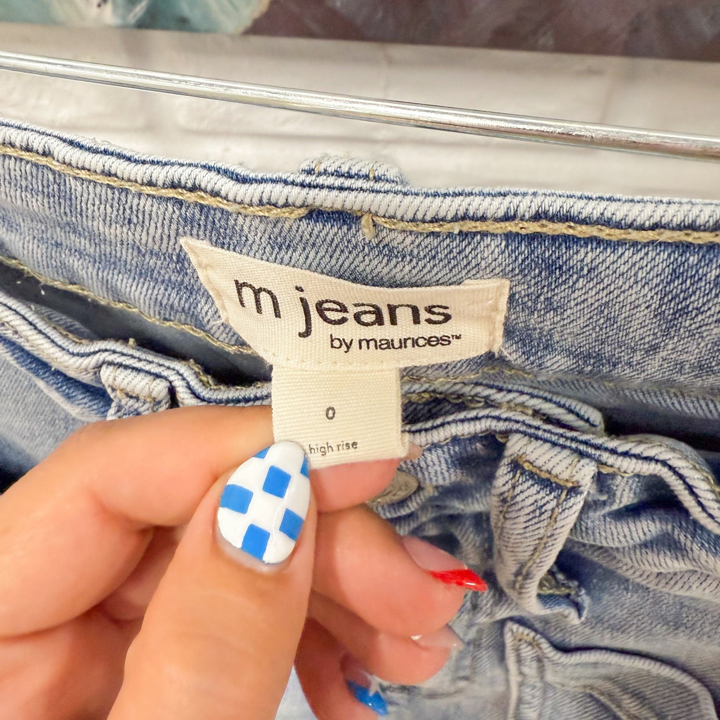 Maurice’s M Jeans Light High Rise Patch Pocket Wide Leg Cropped Jeans (0)