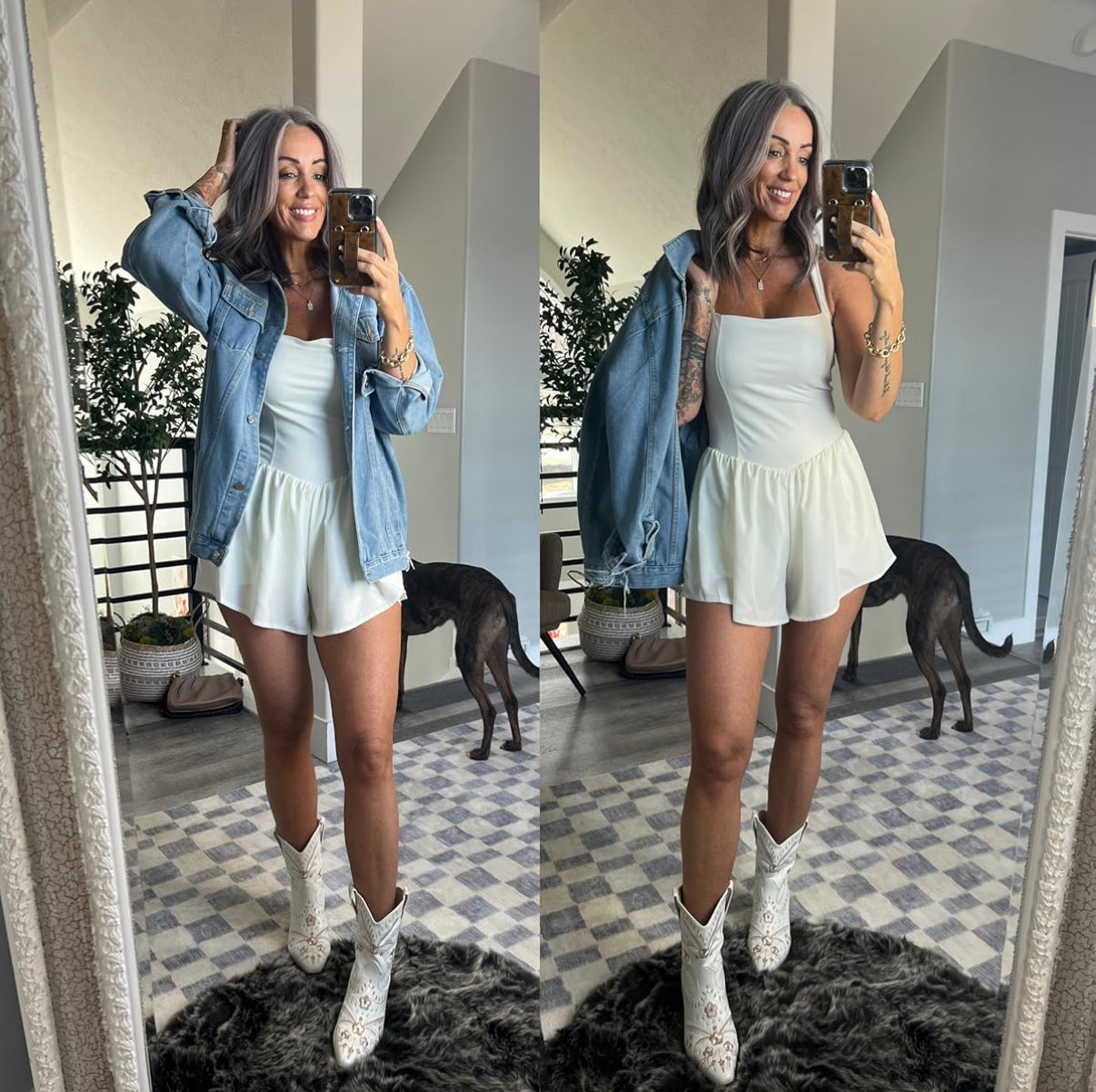 Qinsen New Ivory Square Neck Romper (M)