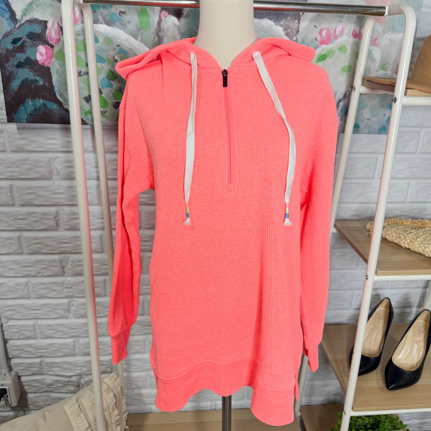 Maurice’s Pink Ribbed Knit Hoodie (XS)