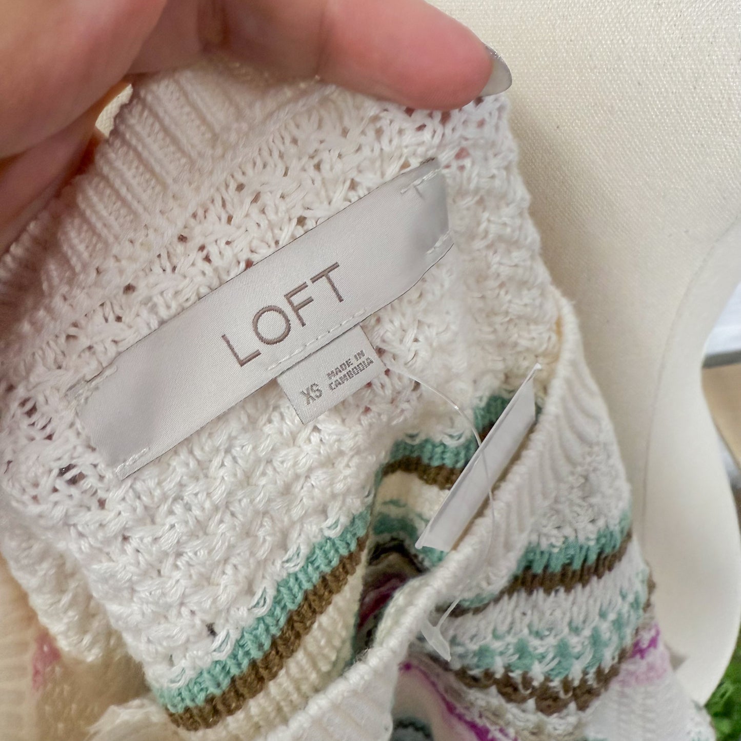 LOFT New Striped Pointelle Sweater (XS)