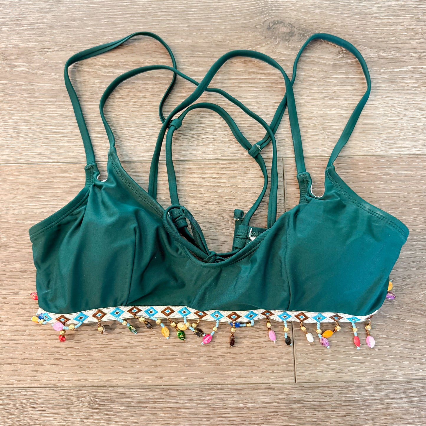 Cupshe Green Beaded Bikini Top & Cutout Cheeky Bottoms Set (M)