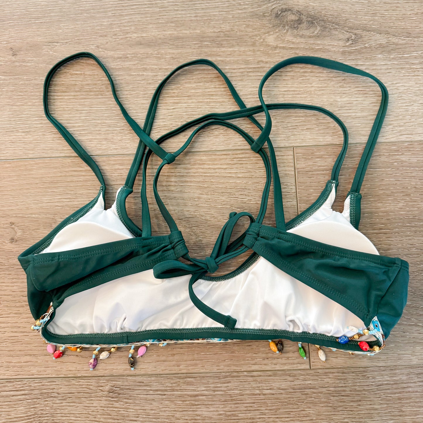 Cupshe Green Beaded Bikini Top & Cutout Cheeky Bottoms Set (M)