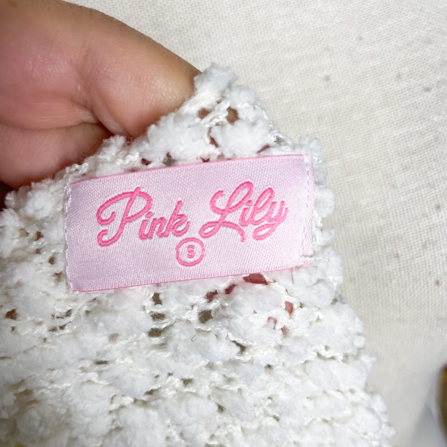Pink Lily NEW Said It Twice White Popcorn Sweater Size Small