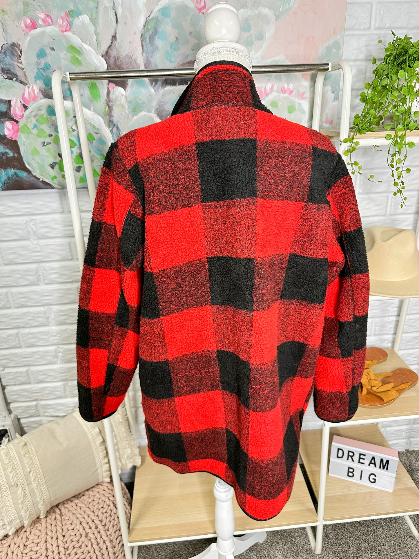 Old Navy Fleece Buffalo Plaid Jacket Size Medium