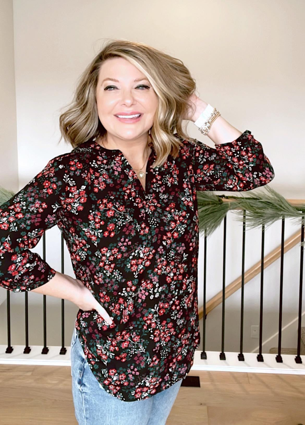 Maurice’s New Atwood Floral 3/4 Sleeve Blouse Size Small