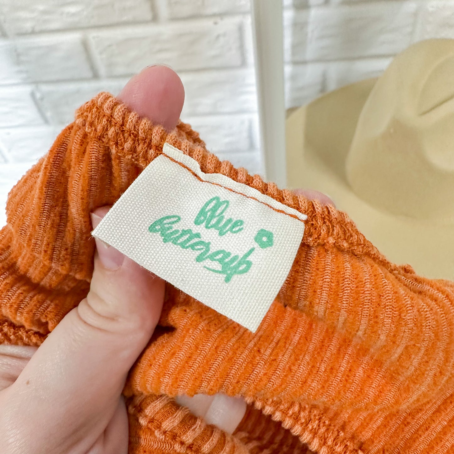 Blue Buttercup Orange Ribbed Cut Out Jumpsuit Size Large