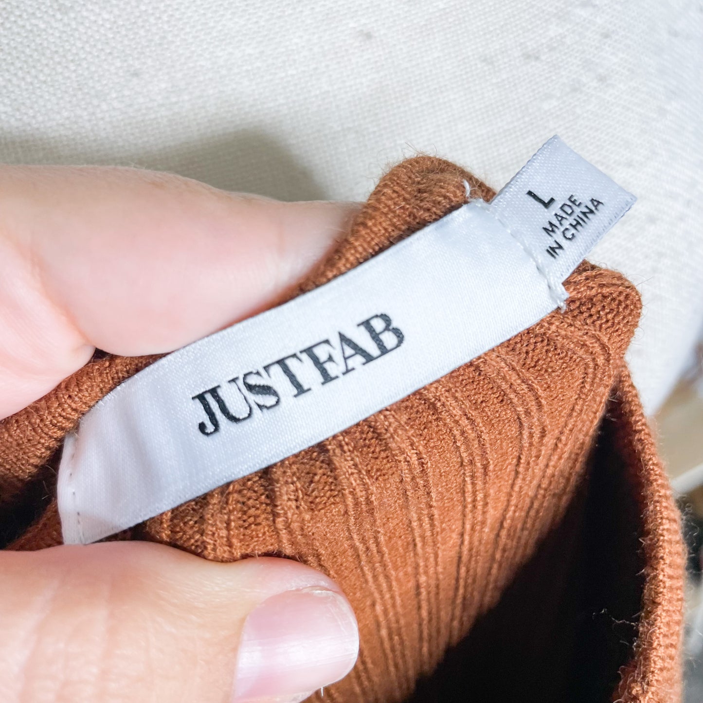 JustFab NEW Rust One Shoulder Ribbed Knit Dress Size Large