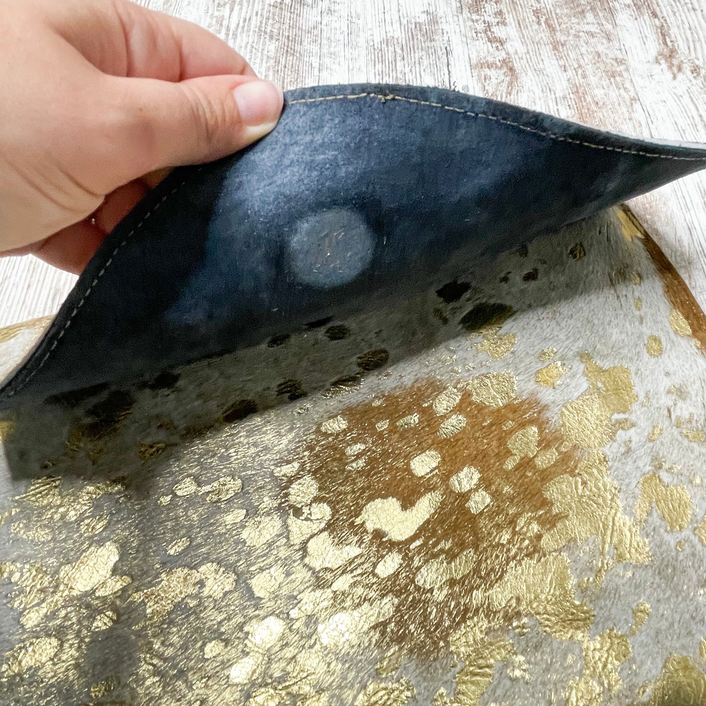 Leah & Luella Acid Wash Cowhide Clutch