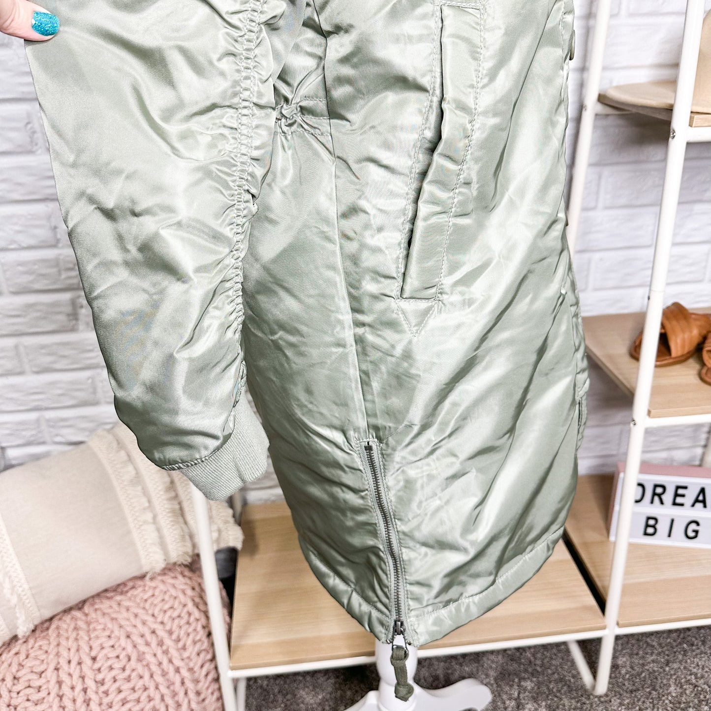 Abercrombie & Fitch Shiny Nylon Green Parka Jacket Size XS