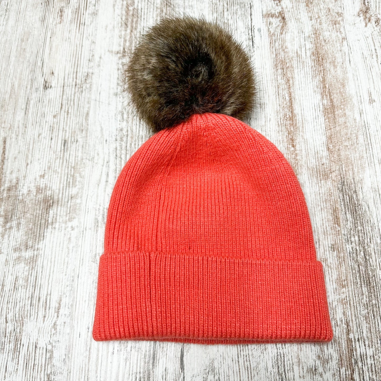 Anthropologie New Pick A Pom Coral Beanie Hat