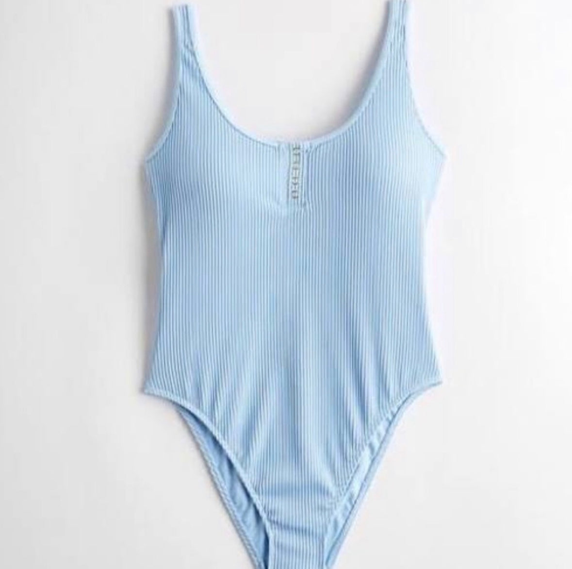 Hollister New Blue Ribbed One Piece Swimsuit Size Medium