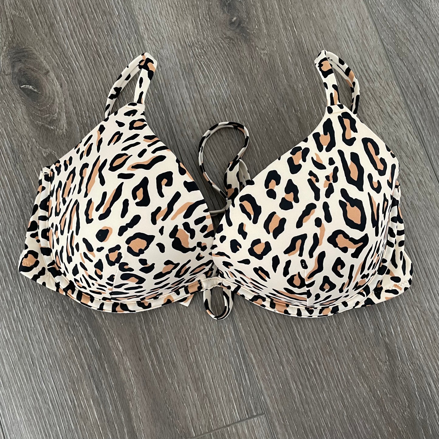Shade & Shore Lightly Lined Leopard Bikini Top Size 34DD