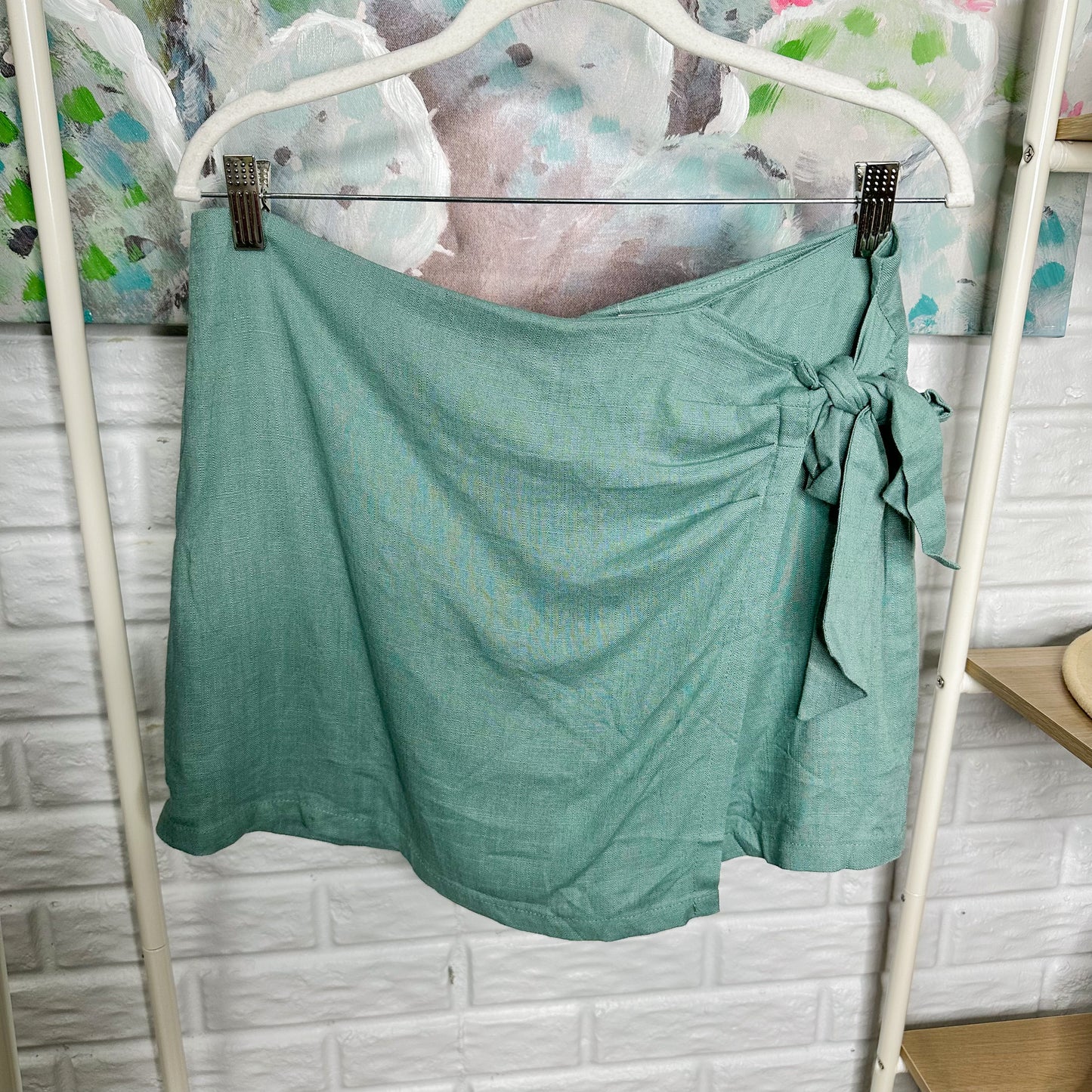 Pink Lily You’re In Luck Linen Knot Skort Size Large