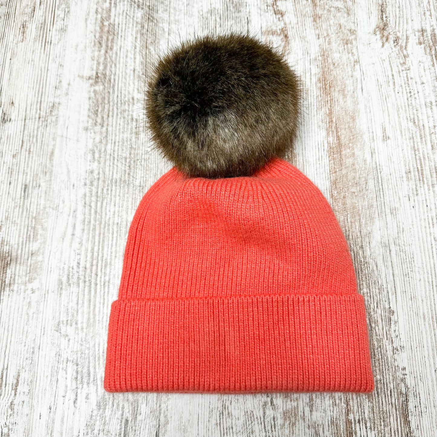 Anthropologie New Pick A Pom Coral Beanie Hat