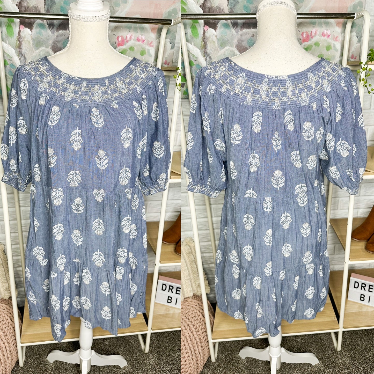 Old Navy Chambray Floral Print Dress Size XS