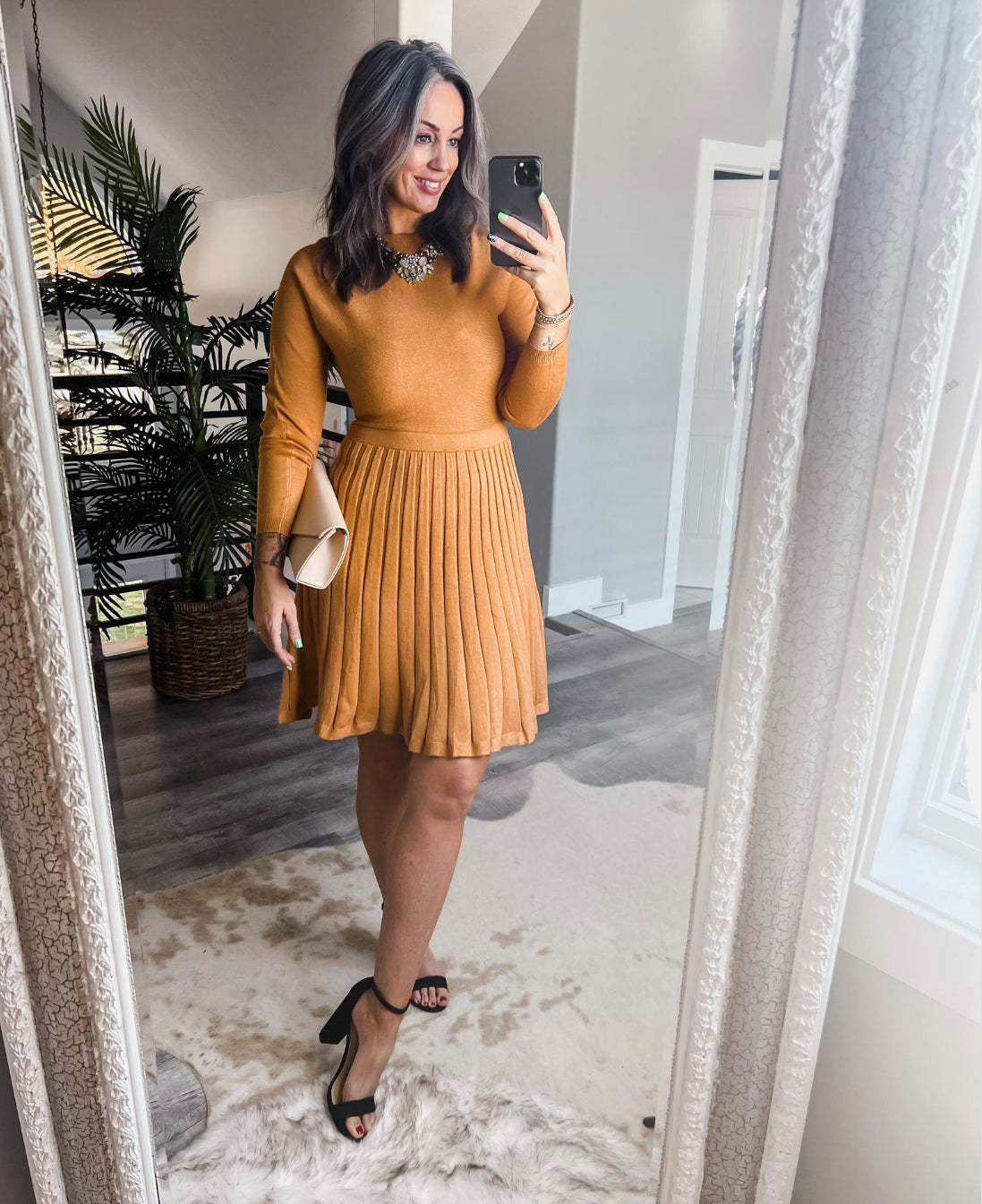 Umimi New Mock Neck Ribbed Sweater Dress Size Large