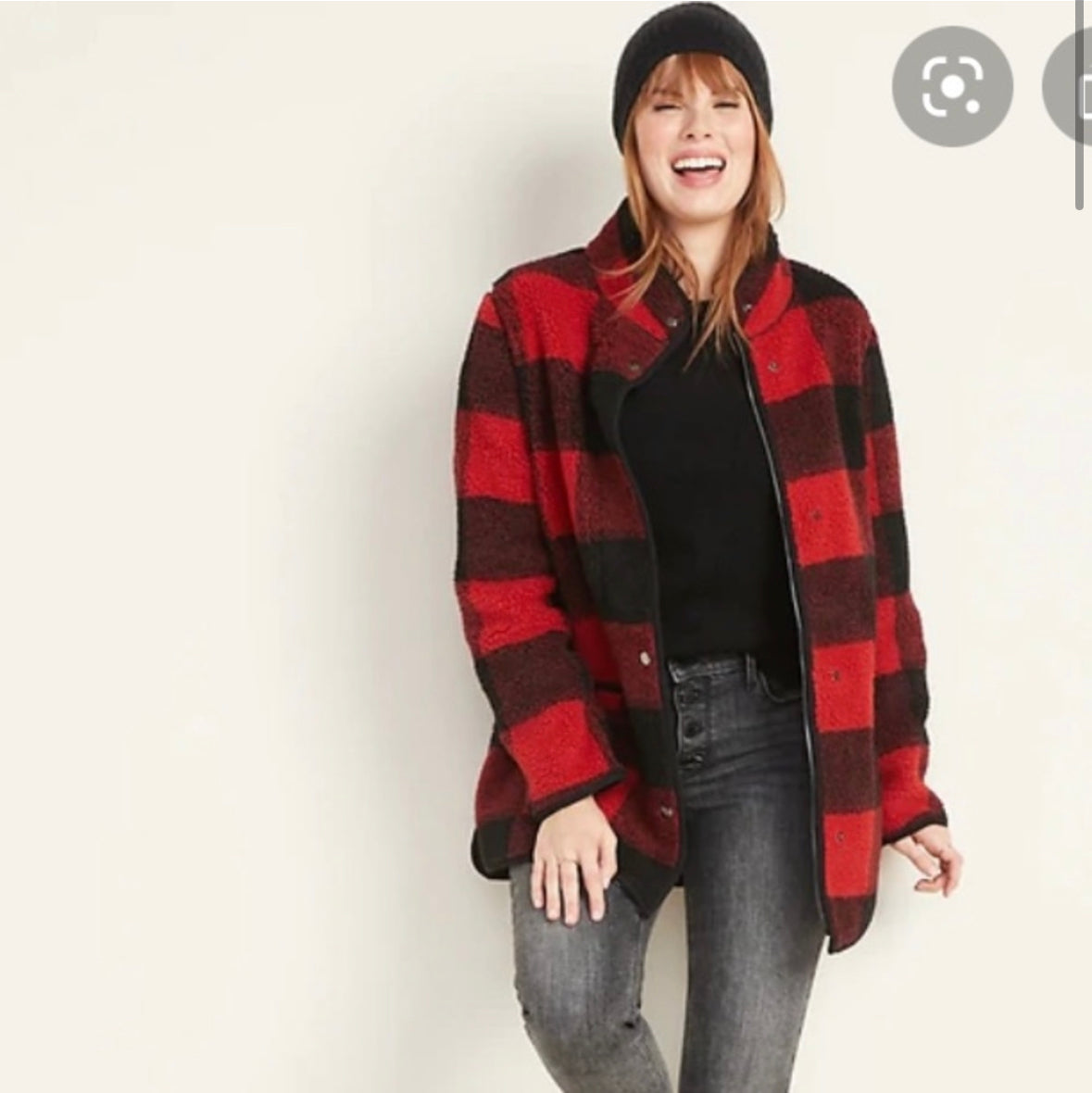 Old Navy Fleece Buffalo Plaid Jacket Size Medium