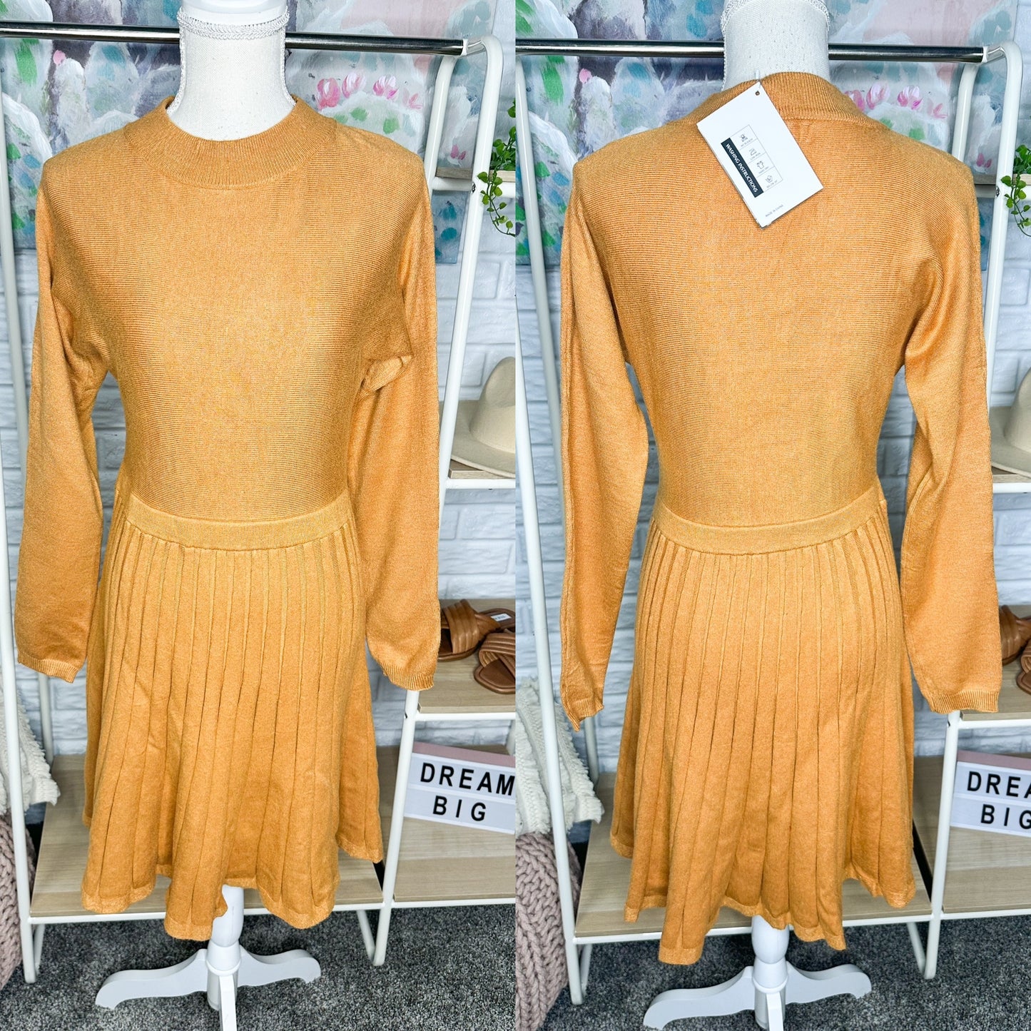 Umimi New Mock Neck Ribbed Sweater Dress Size Large