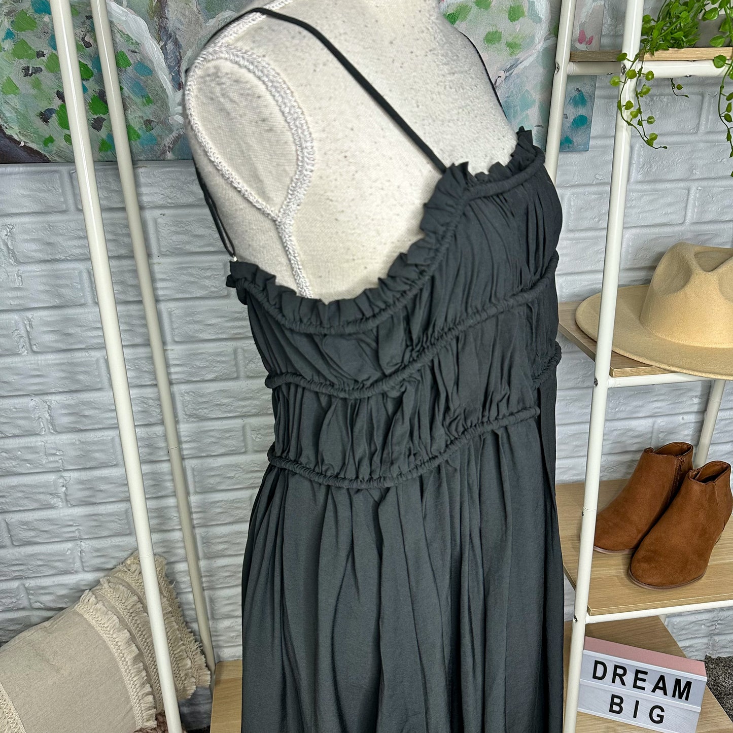 BTFBM Black Shirred Mini Dress Size Medium