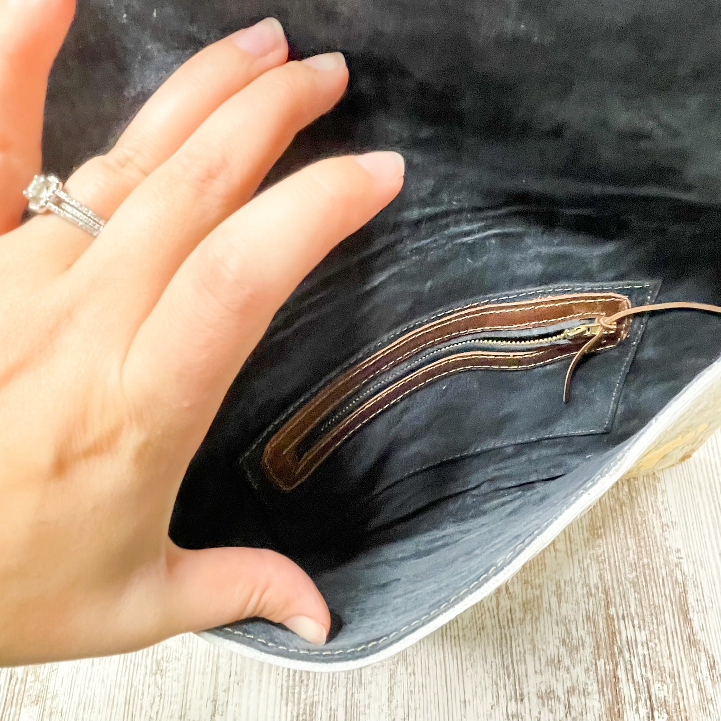 Leah & Luella Acid Wash Cowhide Clutch