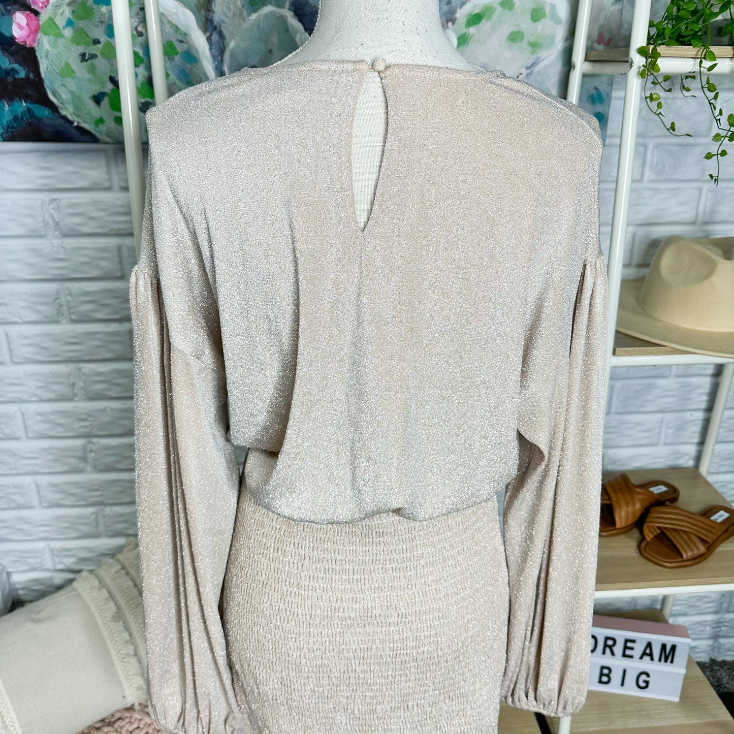 Pink Lily Getting Closer To You Champagne Dress Size Large